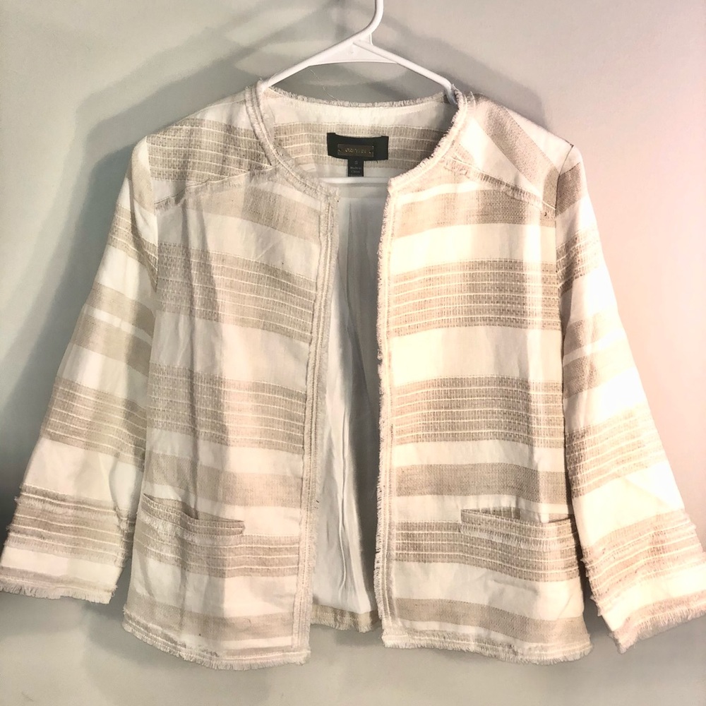 Greylin ivory fringed small blazer